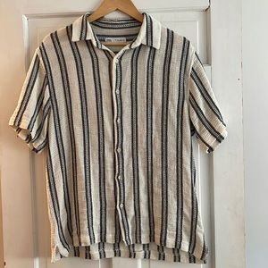 Zara textured knit short sleeve shirt